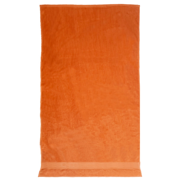 Serviette de bain éponge velours unie Classy Orange - Le comptoir de la plage