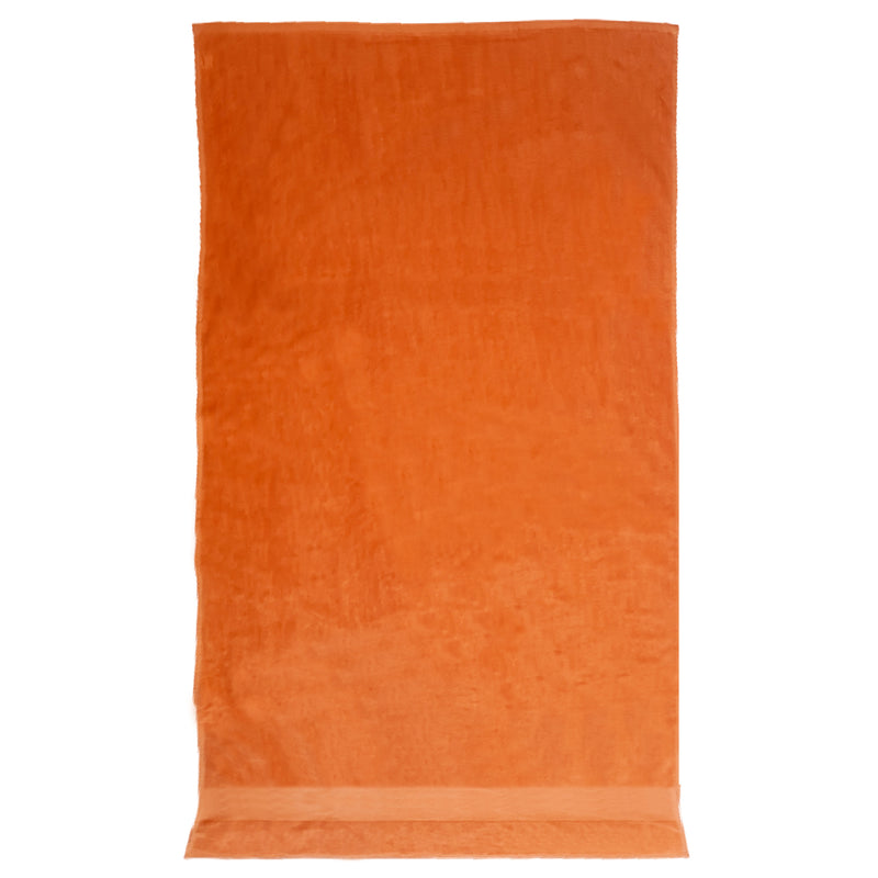 Serviette de bain éponge velours unie Classy Orange - Le comptoir de la plage