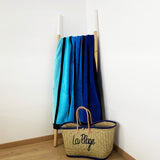 Serviette de plage éponge velours Jacquard Happy Blue -Taille L 100x175cm