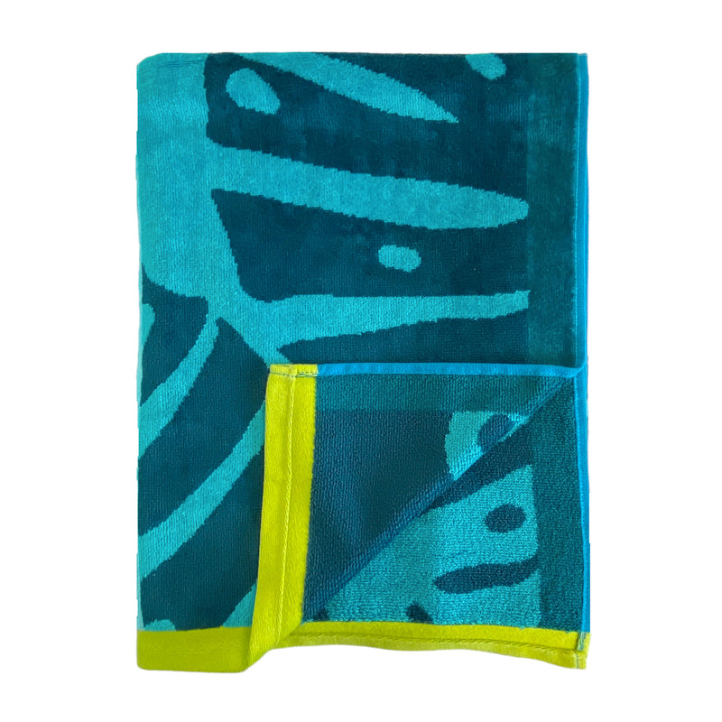 Serviette de plage éponge Velours Jacquard Monstera - Taille L 90x170cm