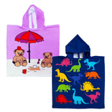 Pack ponchos microfibre enfant un Poncho Dino et un Poncho Nounours