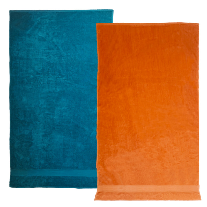 Pack serviettes de bain éponge velours unies Classy Lake Orange  - Le comptoir de la plage