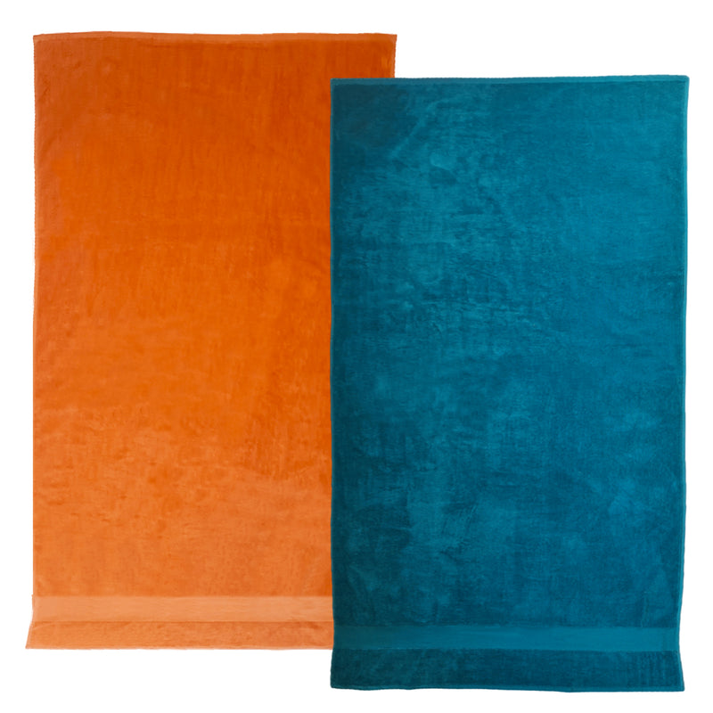 Pack serviettes de bain éponge velours unies Classy Orange Lake - Le comptoir de la plage