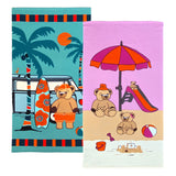 Pack Serviette de plage enfant microfibre Nounours et Surfista