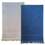 Pack Serviettes de bain éponge velours unies Romance Taupe Bleu Marine - Le comptoir de la plage