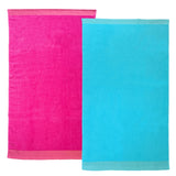 Pack Serviettes de bain éponge velours unies Shady Fuchsia Turquoise - Le comptoir de la plage