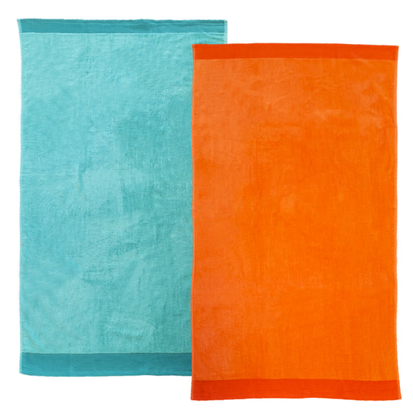 Pack Serviettes de bain éponge velours unies Shady Latigo Nectarine - Le comptoir de la plage