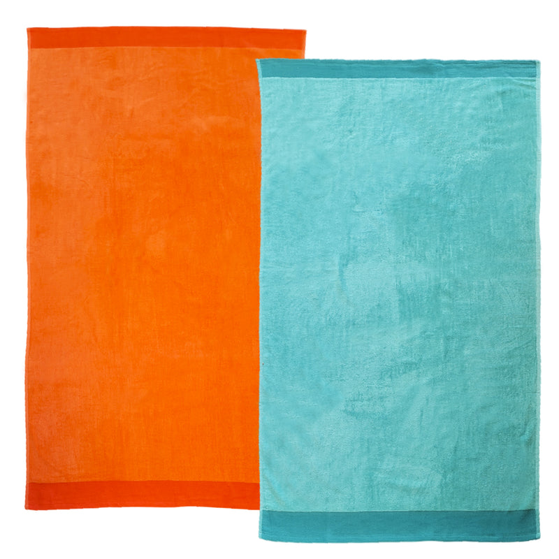 Pack Serviettes de bain éponge unies Jacquard Shady Nectarine Latigo - Le comptoir de la plage