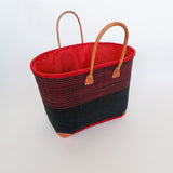 Panier artisanal Mahabo rouge - Le comptoir de la plage