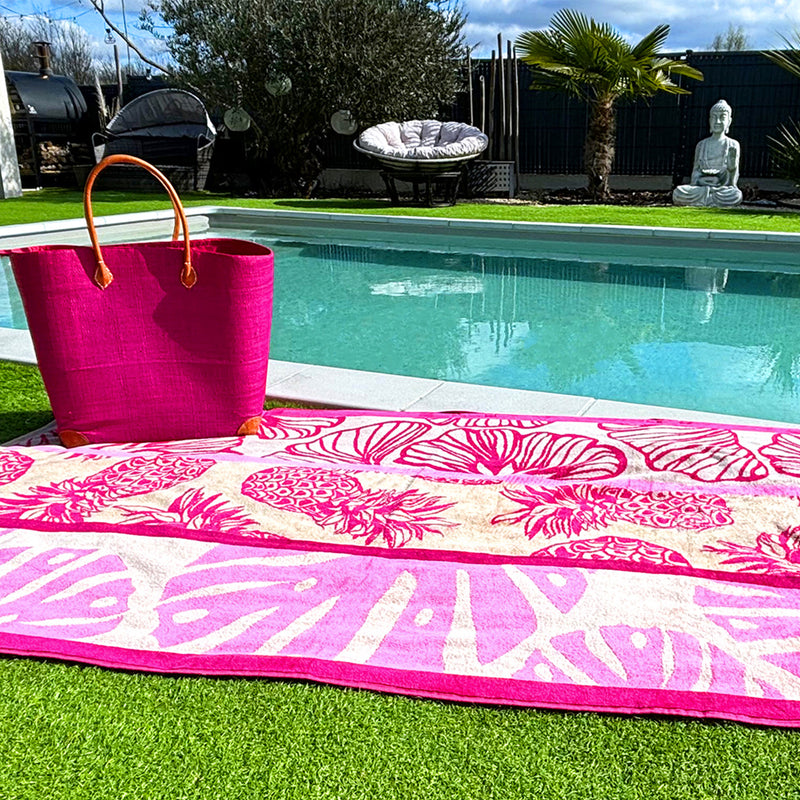 Serviette de plage éponge Velours Jacquard Comosa - Taille L 90x170cm