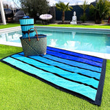 Serviette de plage éponge velours Jacquard Happy Blue - Taille L 100x175cm