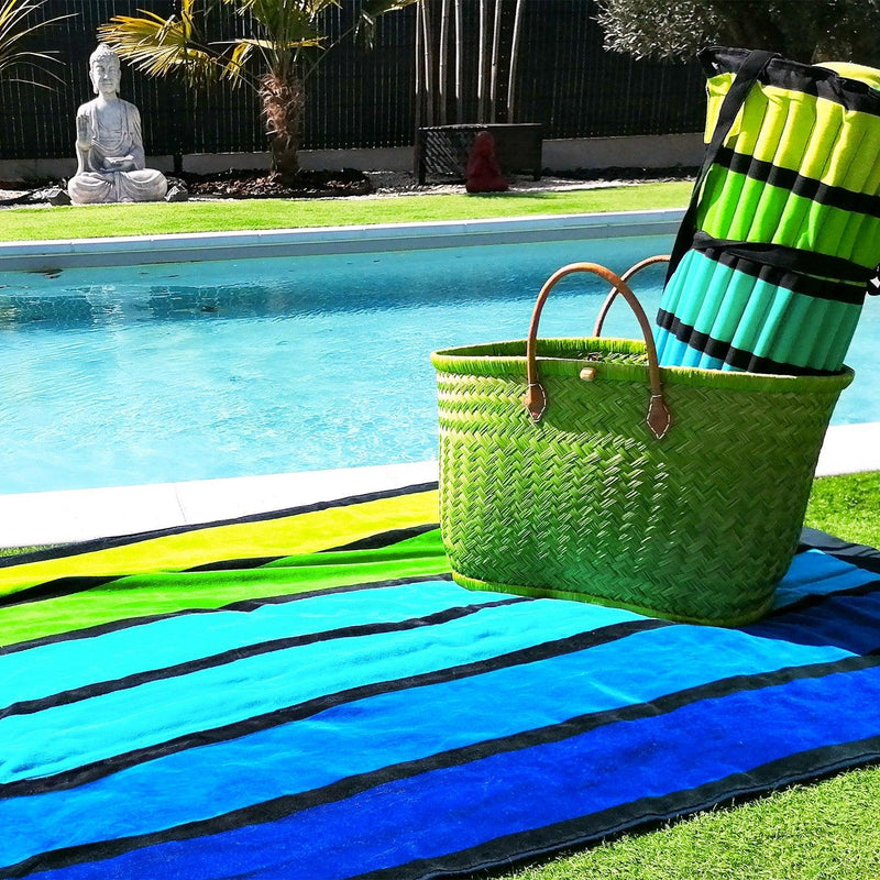 Serviette de plage éponge velours Jacquard Happy Men - Taille L 100x175cm