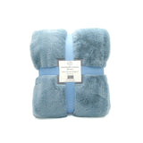Plaid cocoon bleu gris 130x170cm, recto imitation lapin et verso mouton 610g/m², ultra doux pour un confort chaleureux