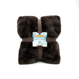 Plaid cocoon chocolat 130x170cm, recto imitation lapin et verso mouton 610g/m², ultra doux pour un confort chaleureux