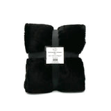 Plaid cocoon noir 130x170cm, recto imitation lapin et verso mouton 610g/m², ultra doux pour un confort chaleureux