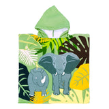 poncho de plage enfant en microfibre elephant 60x120cm 250g/m² motifs imprimés, idéal plage et piscine, séchage rapide, peu encombrant