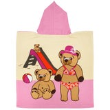 Poncho de plage enfant en microfibre nounours 60x120cm 250g/m² motifs imprimés, idéal plage et piscine, séchage rapide, peu encombrant