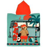 Poncho de plage enfant en microfibre surfista 60x120cm 250g/m² motifs imprimés, idéal plage et piscine, séchage rapide, peu encombrant