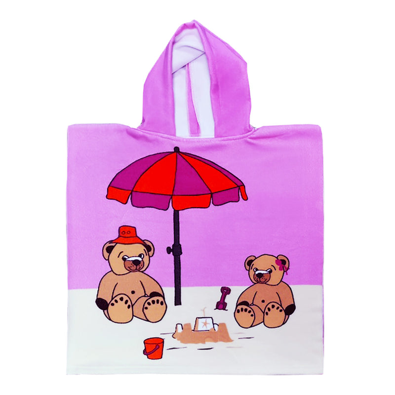 Pack enfant Nounours un Poncho et une Serviette de plage microfibre 100% polyester