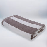 serviette de plage éponge velours Jacquard Taupe 100x175 470g/m² douce, absorbante, parfaite plage, piscine ou sport 