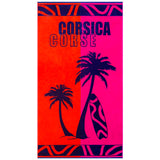 serviette de plage éponge velours jacquard multicolore calvi 90x170 cm 400g/m² motif Corsica douce et absorbante, idéale pour la piscine ou la plage