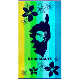 serviette de plage éponge velours jacquard multicolore ibisco 90x170 cm 400g/m² motif Corsica douce et absorbante, idéale pour la piscine ou la plage