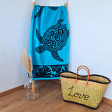 serviette de plage éponge velours jacquard lagao L 90x170cm en coton 400g/m² douce et absorbante, idéale plage et piscine.