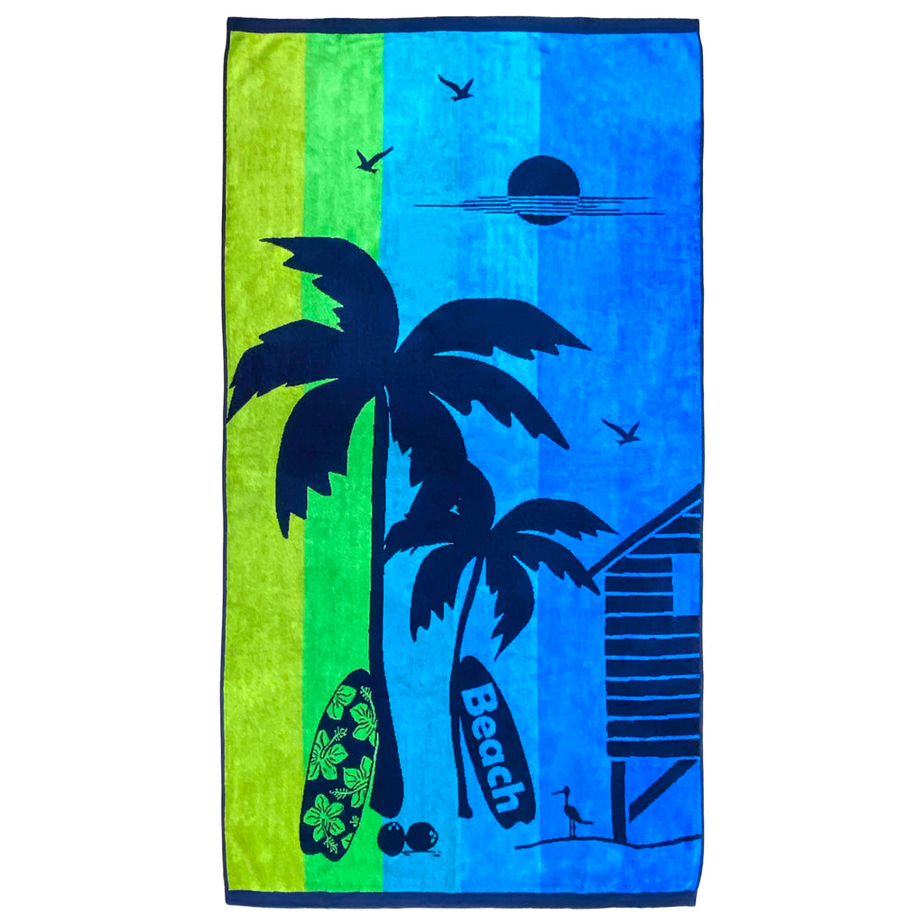 Serviette de plage éponge velours Jacquard- Milatos - 90x170cm - 400g/m² - Taille L