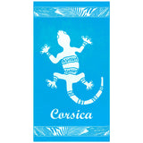 serviette de plage éponge velours jacquard multicolore orzu 90x170 cm 400g/m² motif Corsica douce et absorbante, idéale pour la piscine ou la plage