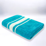 serviette de plage éponge velours jacquard ushaka L 90x170cm en coton 400g/m² douce et absorbante, idéale plage et piscine.