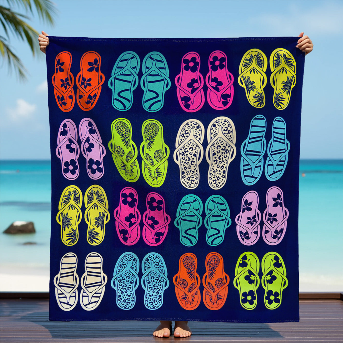 Serviette de plage Fit-Flip XXL - serviette de bain en microfibre