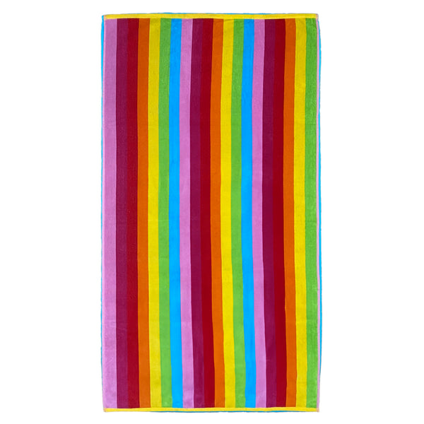 Serviette de plage éponge Velours Jacquard Sunny stripes - Taille M 75x150cm