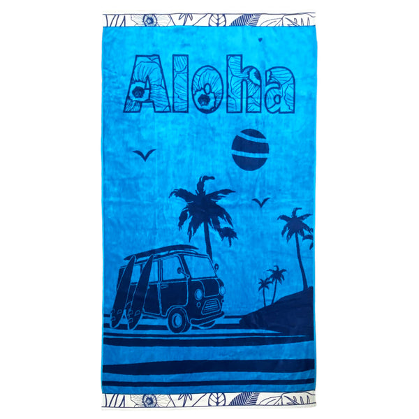 Serviette de plage éponge Velours Jacquard Isleta- Taille L