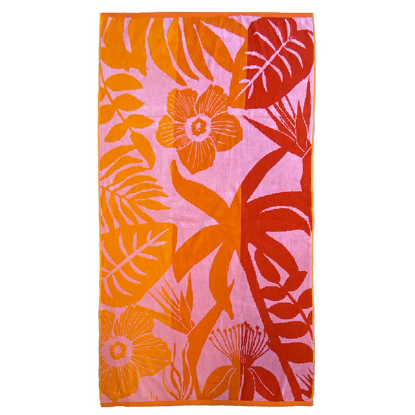 Serviette de plage éponge Velours Jacquard Primavera- Taille L 90x170cm - Le comptoir de la plage