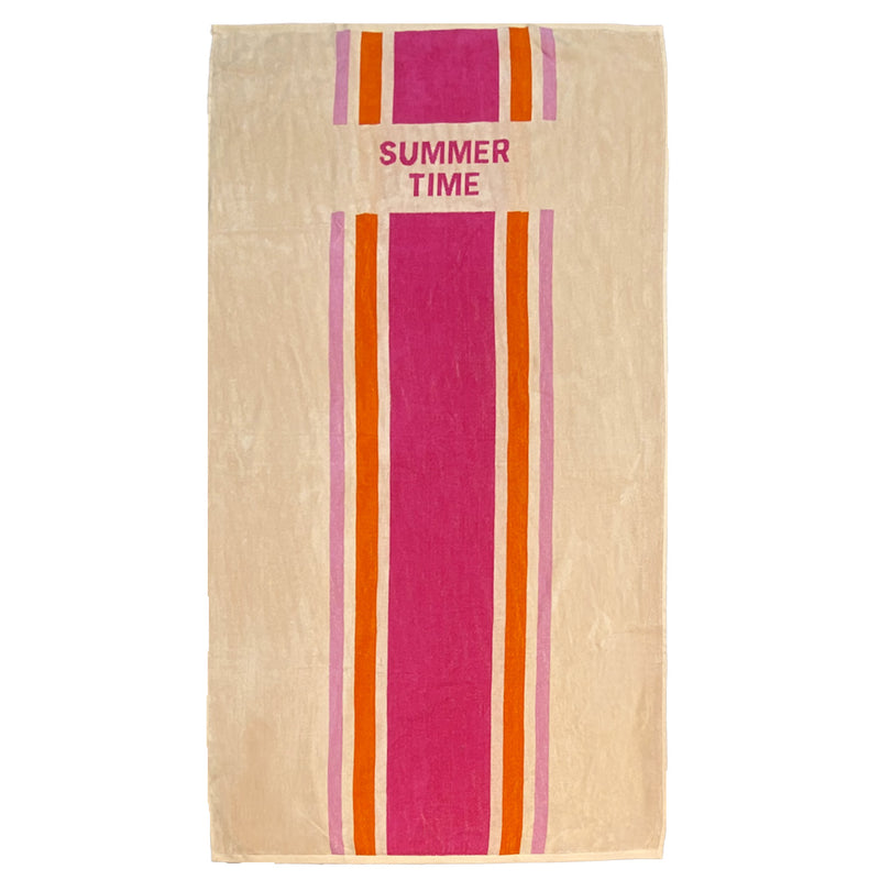 Serviette de plage éponge Velours Jacquard Summertime - Taille L 90x170cm