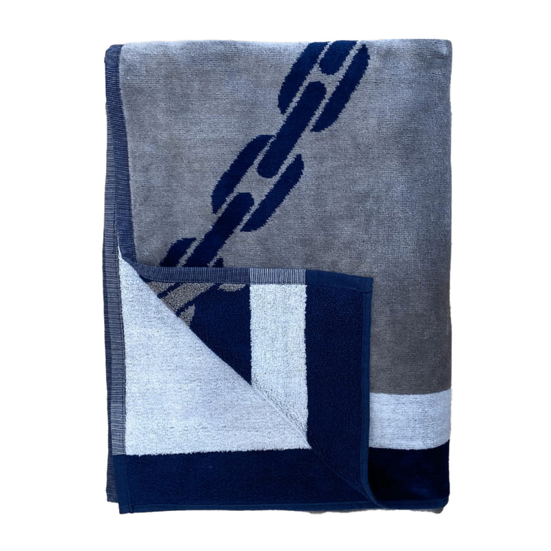 Serviette de plage éponge velours Jacquard YACHT CLUB - Taille L