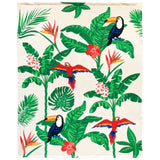 serviette de plage microfibre multicolore toucan 140x170 cm 220g/m² motifs fleurs douce et absorbante, idéale pour la piscine ou la plage,