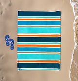 serviette de plage XL éponge velours jacquard bleu cabrera 140x180 cm douce, 100 % coton 400g/m² absorbante et idéale pour plage et piscine.