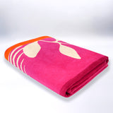 serviette de plage carlina XL éponge velours Jacquard Rose 140x180 400g/m² douce, absorbante et idéale pour plage et piscine.