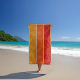 Serviette de plage éponge velours Jacquard Frutti Orange 90x170cm douce, absorbante et élégante, parfaite pour plage et piscine.400g/m² 