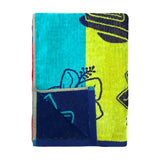 zoom serviette plage velours jacquard kalimera 100 % coton 90x170 cm, 400 g/m², douce, absorbante et confortable, pour plage, piscine  