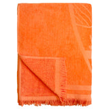 zoom serviette plage velours jacquard spotts orange 100 % coton 140x180 cm, 340 g/m², douce, absorbante et confortable, idéale pour plage, et piscine