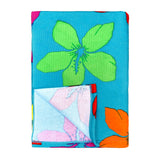 zoom serviette de plage microfibre multicolore blooming 90x170 cm 220g/m² motifs fleurs douce et absorbante, idéale pour la piscine ou la plage