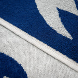 zoom serviette de plage éponge velours jacquard likoma beige 90x170 cm 400g/m² douce et absorbante, idéale piscine, plage ou salle de bain.