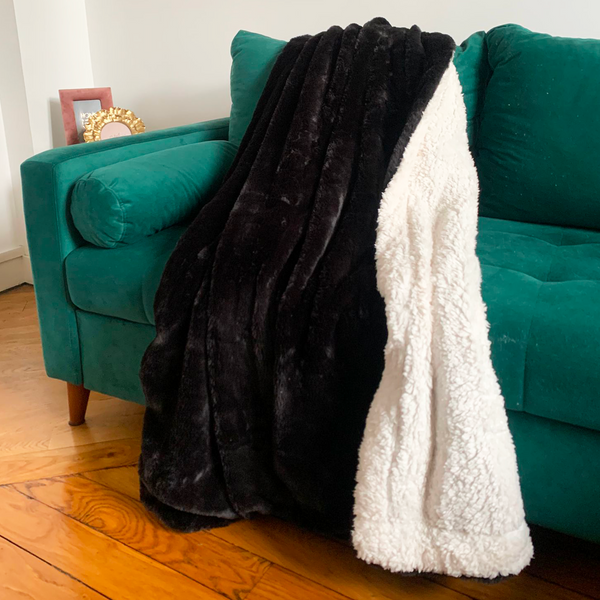 Plaid imitation lapin - 130x170 cm 610 g/m² - Ultra doux et cocconing - LE COMPTOIR DE LA PLAGE