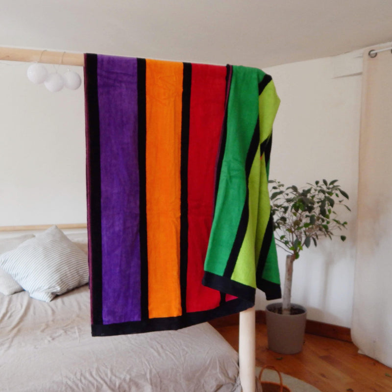Drap de bain éponge velours Jacquard Happy Fresh, large - Le comptoir de la plage