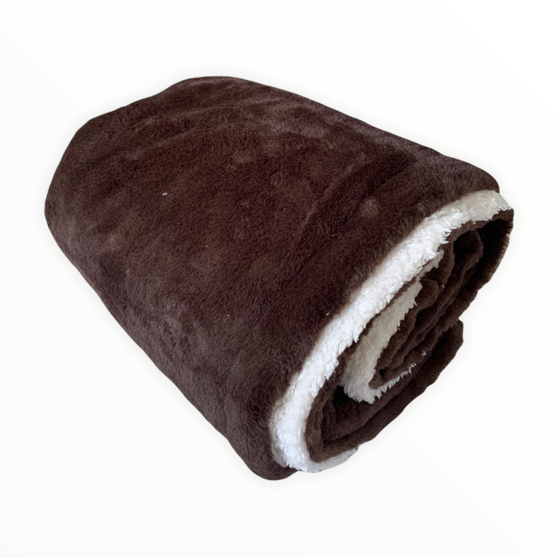 Plaid Polaire Imitation  toucher  "Lapin" Chocolat 130X170