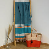 Drap de bain fouta coton plate traditionnelle Banado bleue - Le comptoir de la plage