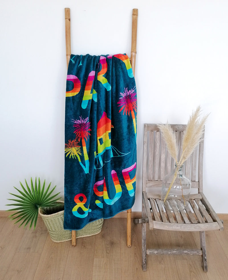 Serviette de plage éponge Velours Jacquard Partytime - Taille XXL