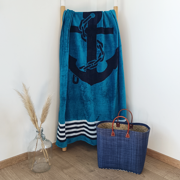 Serviette de plage éponge velours Jacquard Atlantic - Le comptoir de la plage